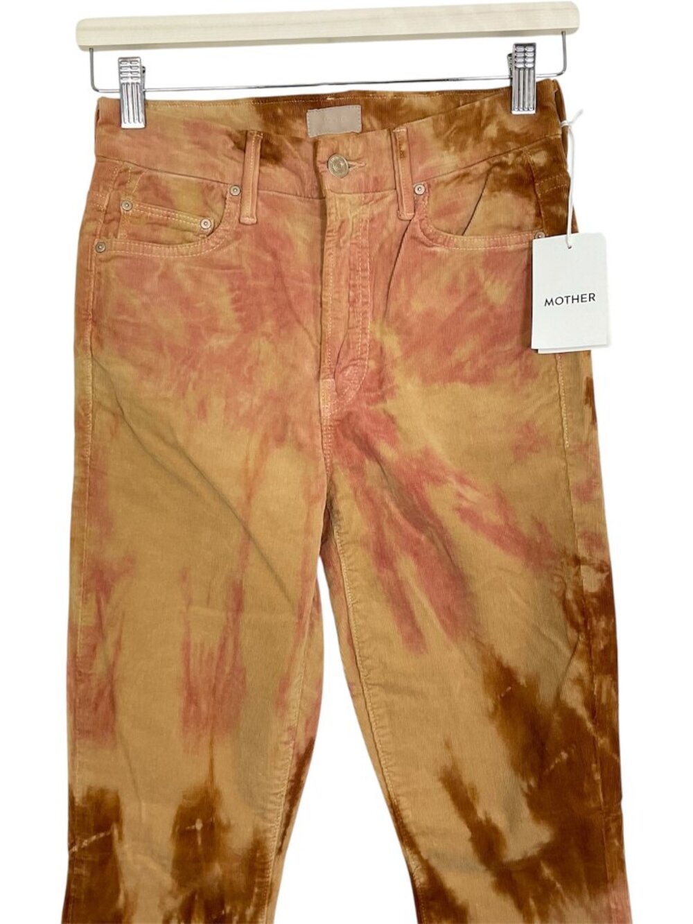 Mother High Waisted Looker Jeans Tie Dye Hopscotch Corduroy Size 24 - Picture 2 of 7